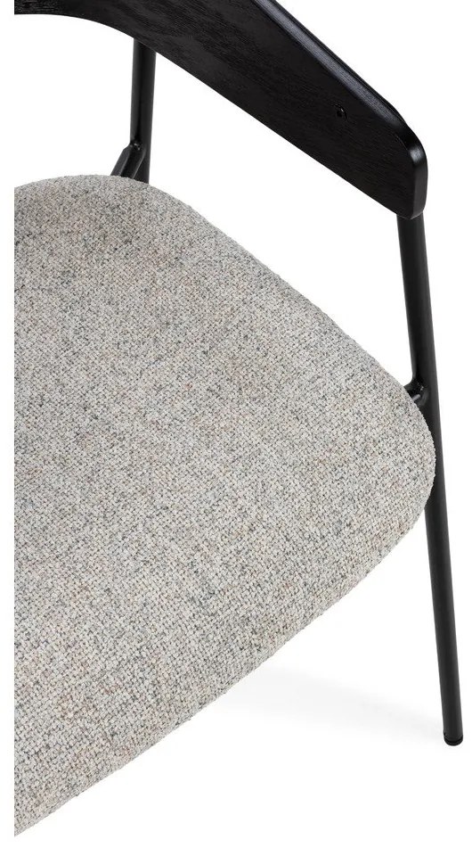 Set de scaune de sufragerie negru/bej cu cotiere 2 buc. tapițat Cora – MOME