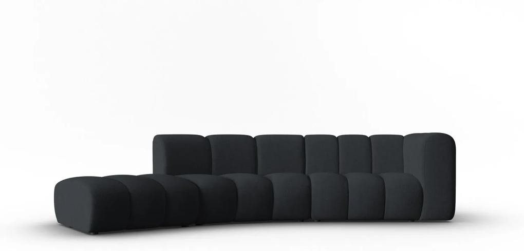 Canapea Lupine cu 5 locuri pe semirotund, colt pe partea stanga si tapiterie din tesatura structurala, negru