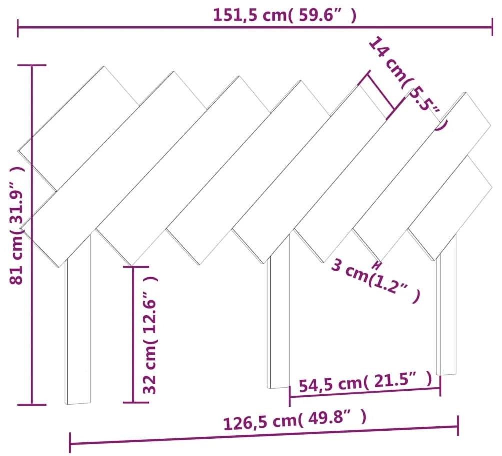 Tablie de pat, negru, 151,5x3x81 cm, lemn masiv de pin Negru, 151.5 x 3 x 81 cm, 1