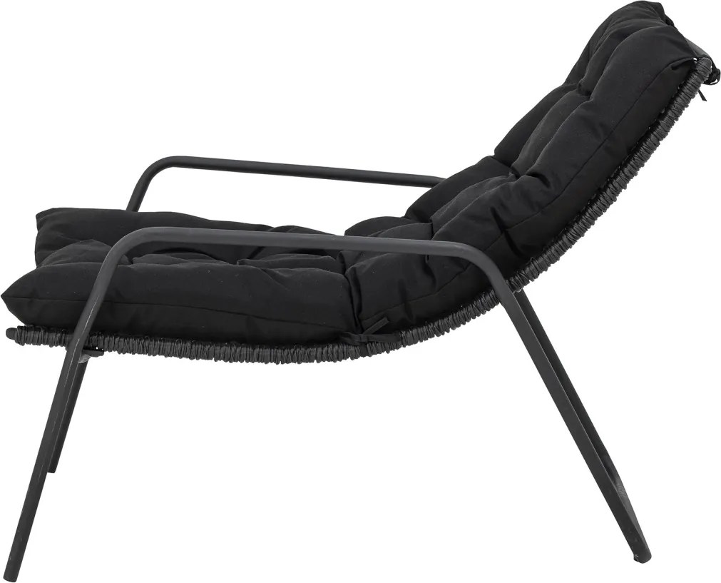 Set fotoliu si taburet, negru, cu perne, Boel