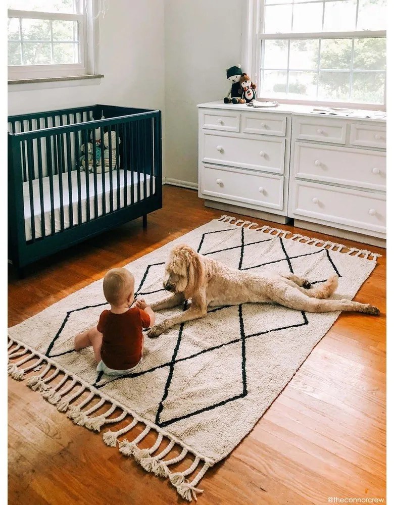 Covor crem lavabil/țesut manual din bumbac 140x200 cm Bereber Beige – Lorena Canals