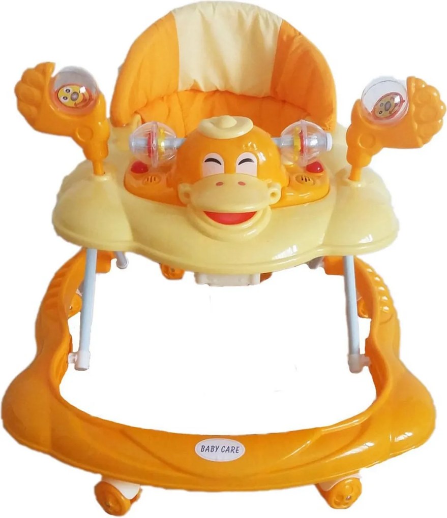 Premergator Reglabil in 3 Trepte Baby Care™ , Ratusca, Pliabil, 8 Roti,Cu Melodii, Galben