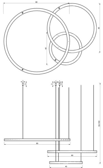 Lustră LED pe cablu GALAXIA LED/85W/230V neagră