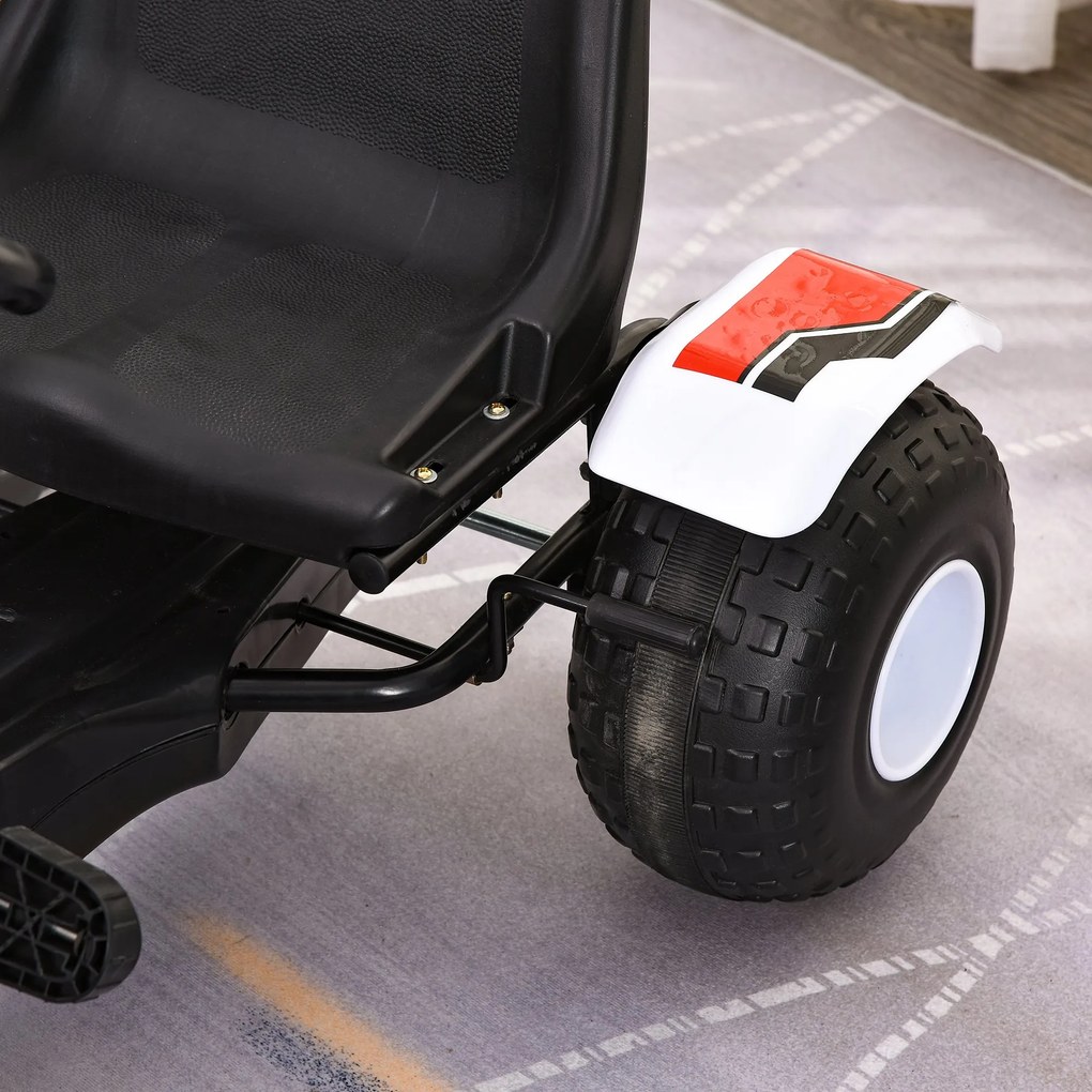 Gokart HOMCOM pentru 3-6 ani, scaun reglabil, roti din plastic, alb | Aosom Romania