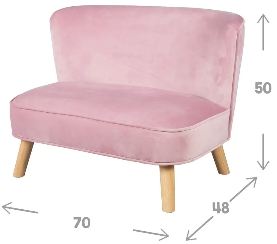 Canapea pentru copii roz-deschis cu tapițerie din catifea 70 cm Lil Sofa – Roba