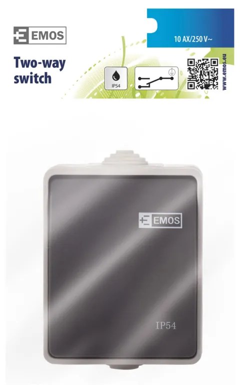 Intrerupator simplu, 10A, montaj aplicat, protectie IP44, pentru exterior, Emos