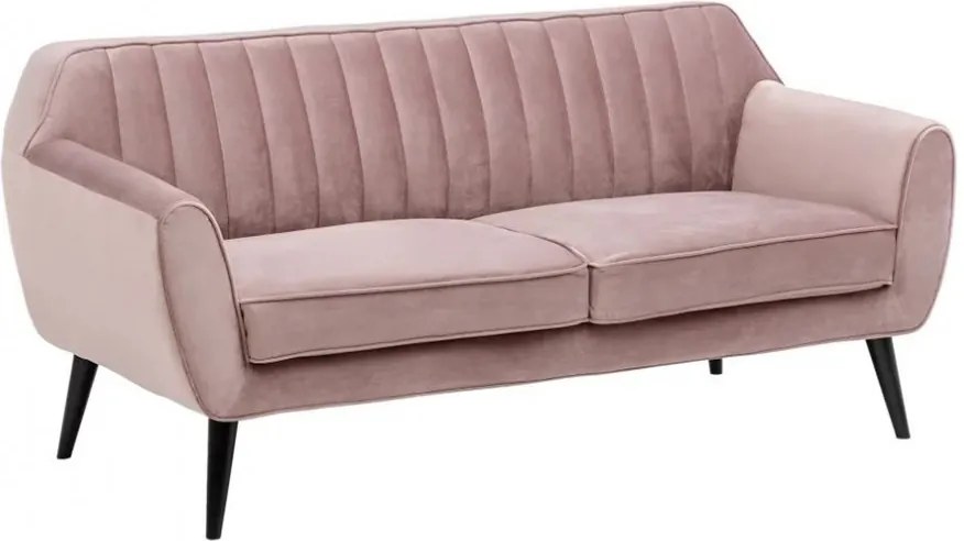 Canapea roz din catifea si lemn pentru 2 persoane Single Ixia