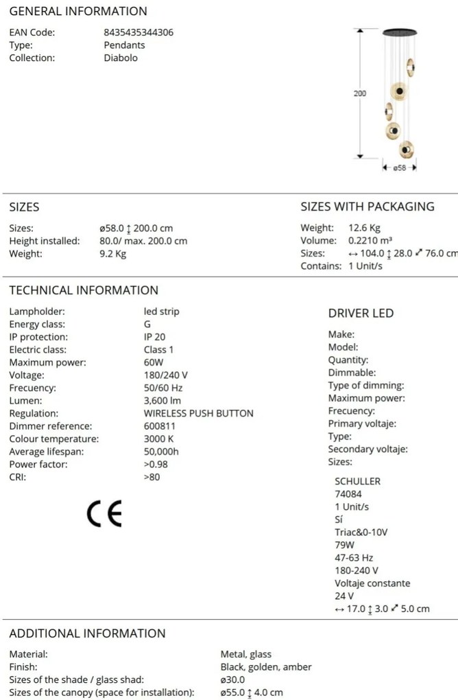 Lustra LED suspendata design modern Diabolo 5L