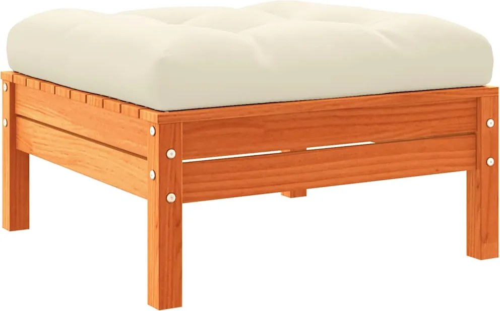 vidaXL Taburet de grădină cu pernă, maro ceruit, lemn masiv de pin