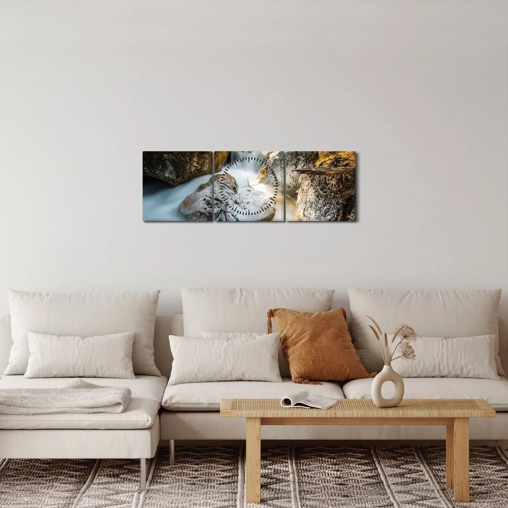 Tablou - Râul din pădure (cu ceas) (90x30 cm)