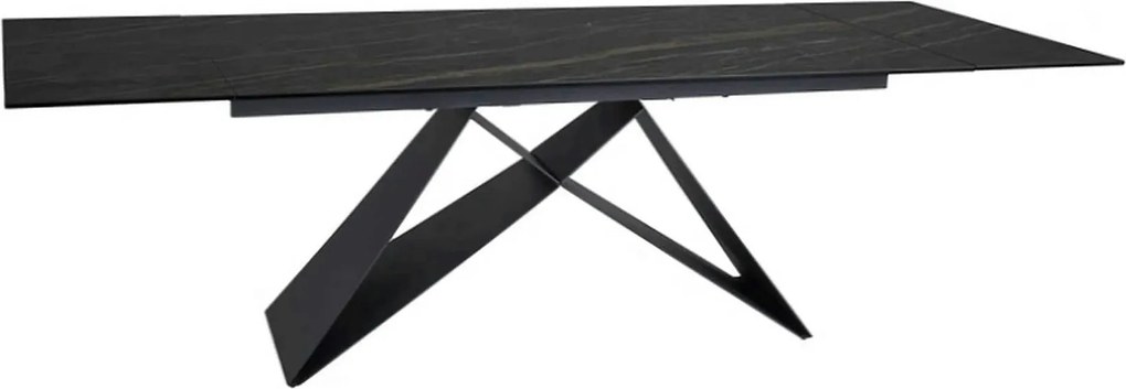 Masa extensibila WESTIN, negru, sticla/metal, 160-240x90x77 cm