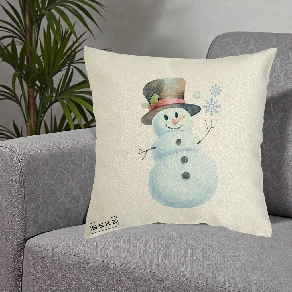 Perna Decorativa Om de Zapada cu Joben si Vasc, 40x40 cm, Ecru, Husa Detasabila, Perna Inclusa, BEKZ®