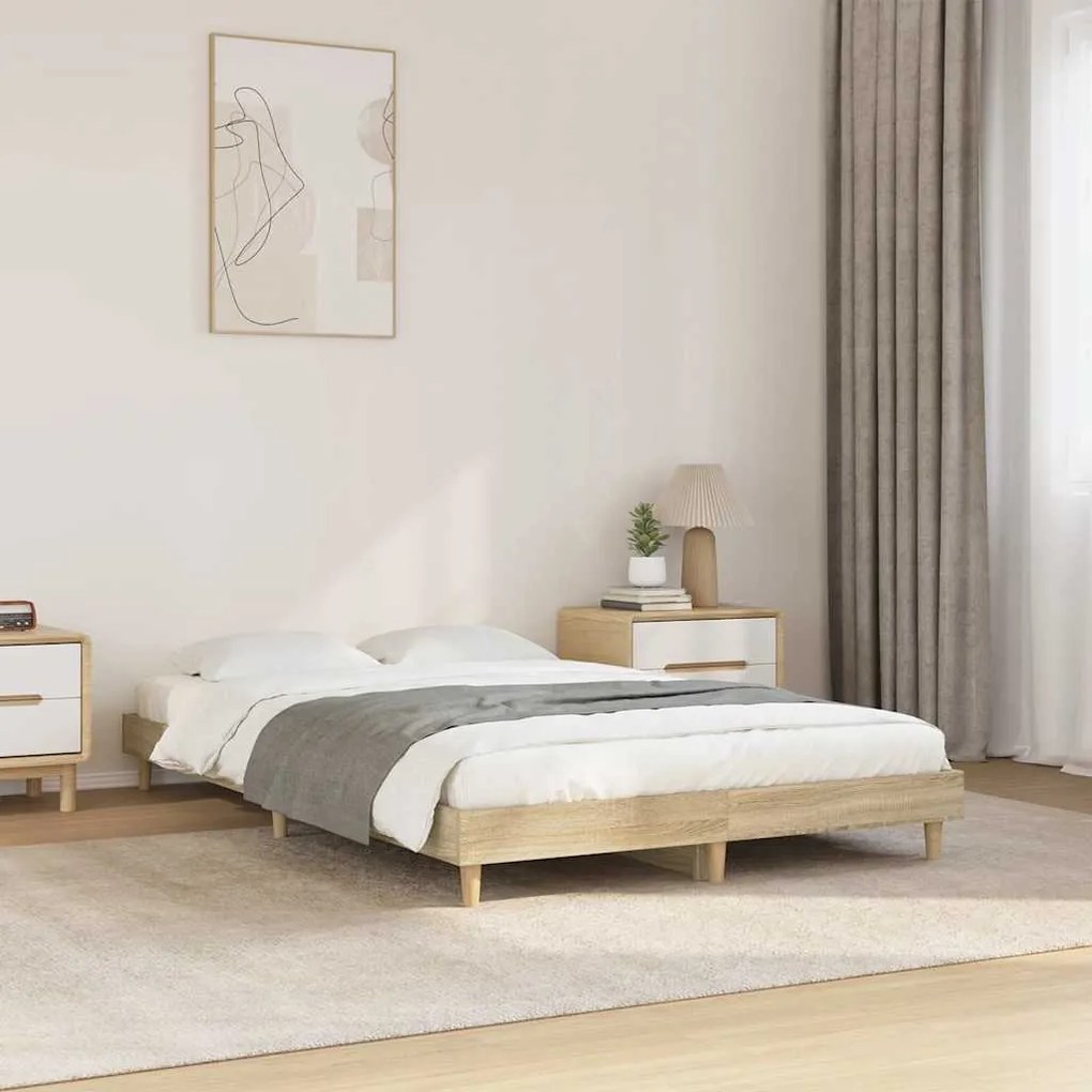 vidaXL Cadru pat fără saltea stejar sonoma 120x200 cm, lemn prelucrat