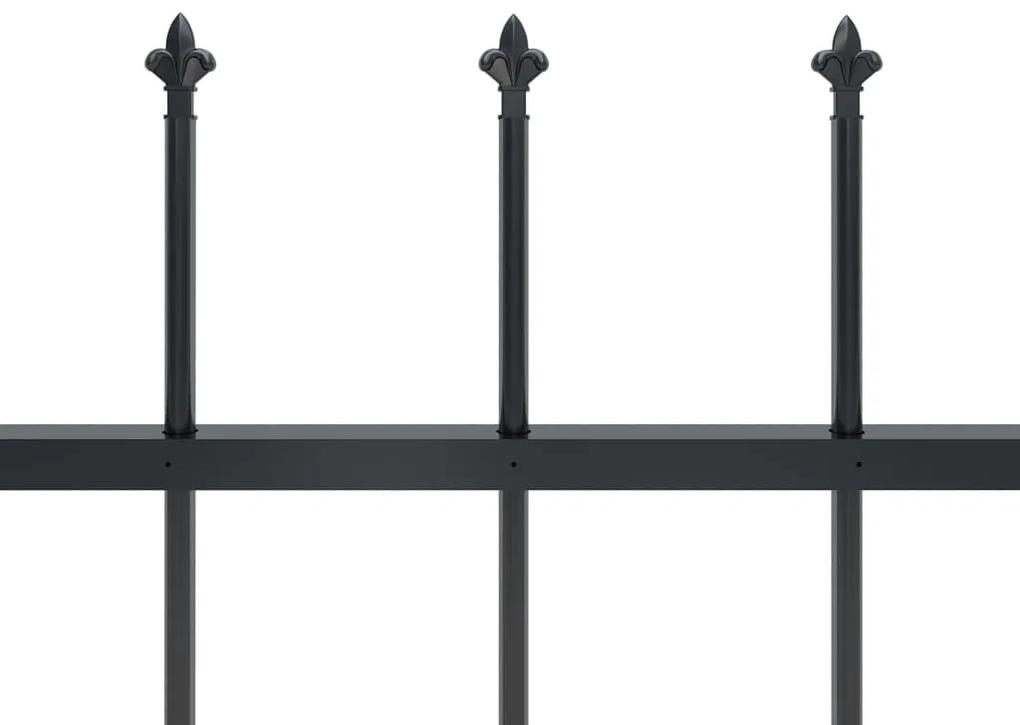 Gard de gradina cu varf ascutit, negru, 1,7 m, otel 1, 0.8 m, 1.7 m