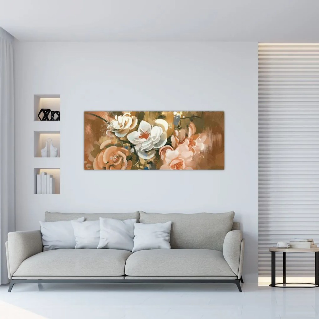 Tablou -Buchet de flori pictat (120x50 cm)