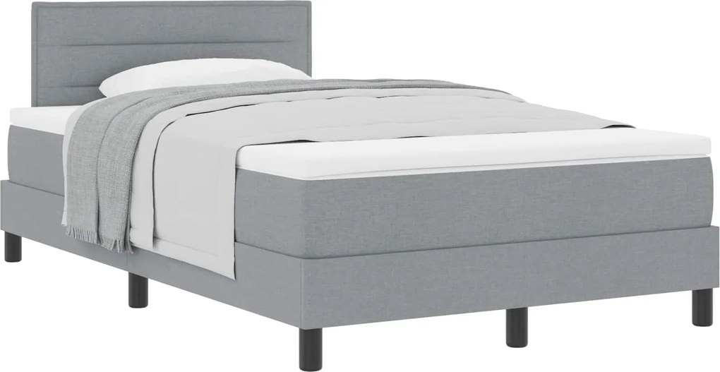 vidaXL Pat cu arcuri cu saltea Gri deschis 120 x 200 cm țesătură