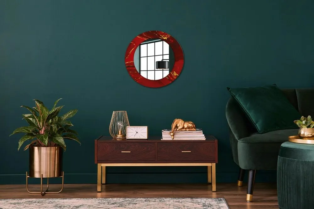 Decor oglinda rotunda Marmură roșie fi 50 cm