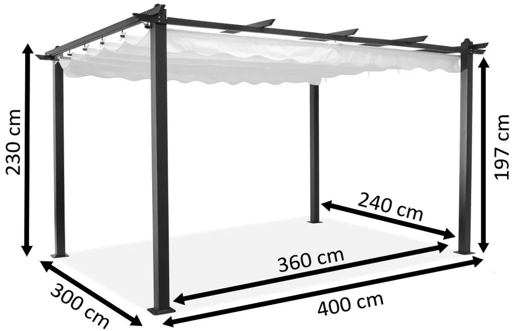 Barbados pergolă terasă 3x4 m Garden Point alb-antracit