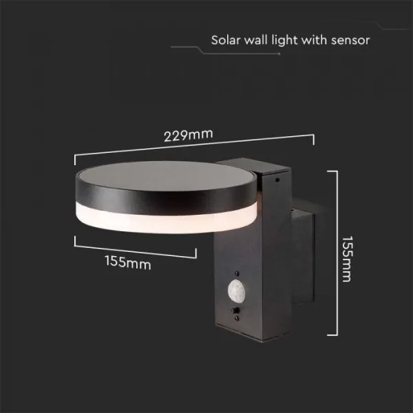 LED lampă solară de perete exterior cu senzor LED/5,5W/3,7V 3000K IP54