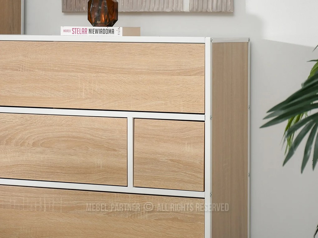 Comodă Soren Kom (sonoma + alb). Promo -17%. 1110776