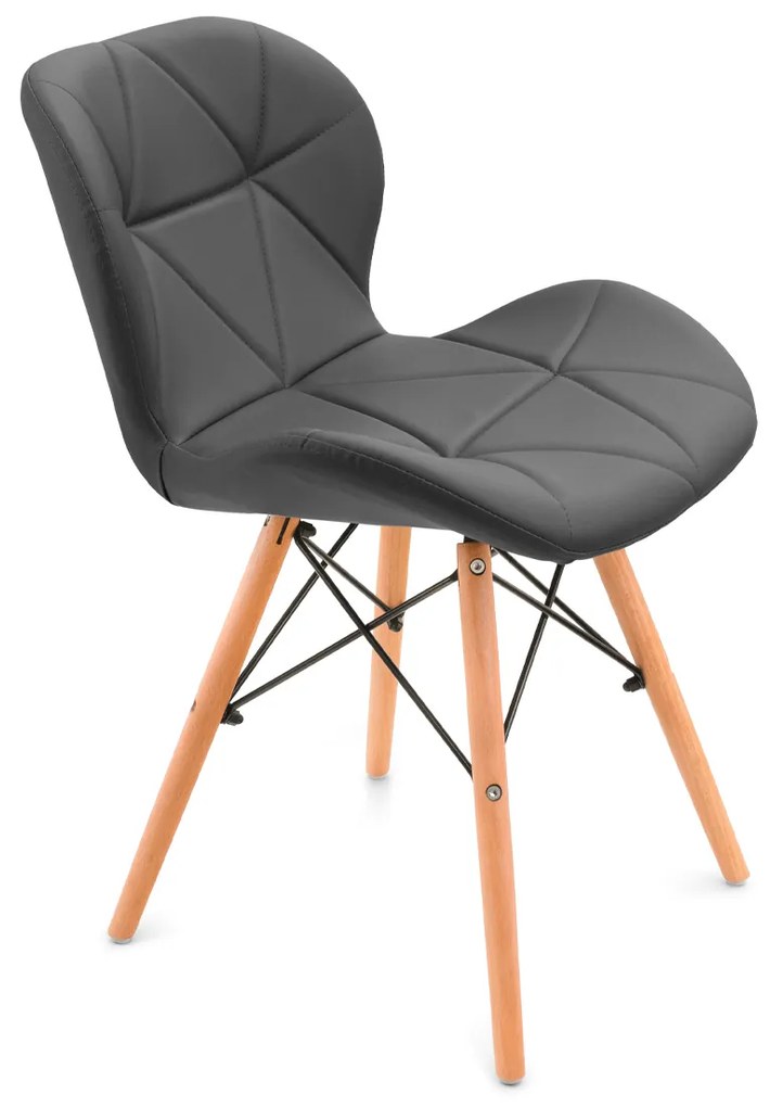 Scaune de sufragerie 4buc din piele, Grey