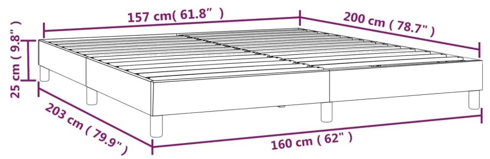 Cadru de pat box spring, crem, 160x200 cm, piele ecologica Crem, 25 cm, 160 x 200 cm