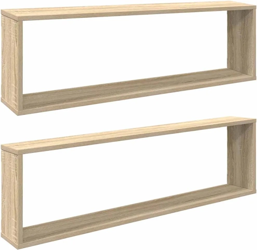 vidaXL Rafturi de perete cub, 2 buc., stejar sonoma, 100x15x30 cm, PAL