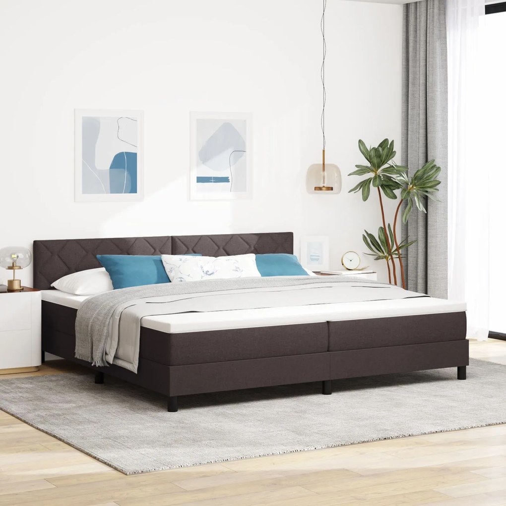 vidaXL Pat Box Spring cu Saltea Culoare Maro închis 200x200 cm Material Textil