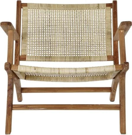 Fotoliu tip scaun maro , din lemn de tec si rattan ,