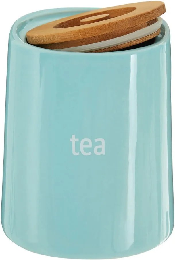 Recipient pentru ceai cu capac din lemn de bambus Premier Housewares Fletcher, 800 ml, albastru