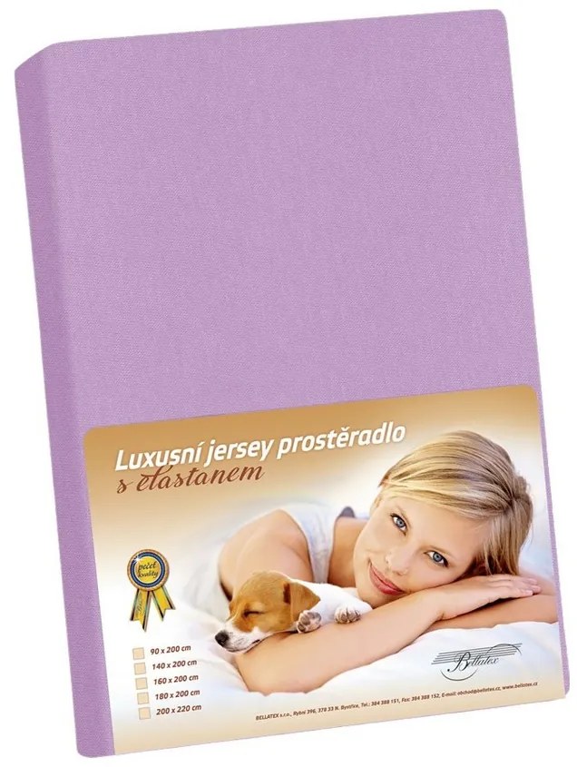 Cearșaf din jersey cu elastan violet, 120 x 200 cm