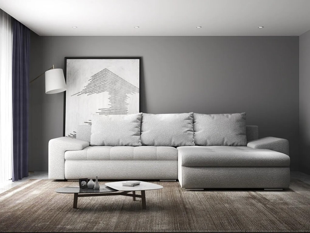 Colțar extensibil dumonde cu ladă de depozitare si sezut confortabil din spuma high-density, Leonardo Euphoria Dove 260x185 cm II