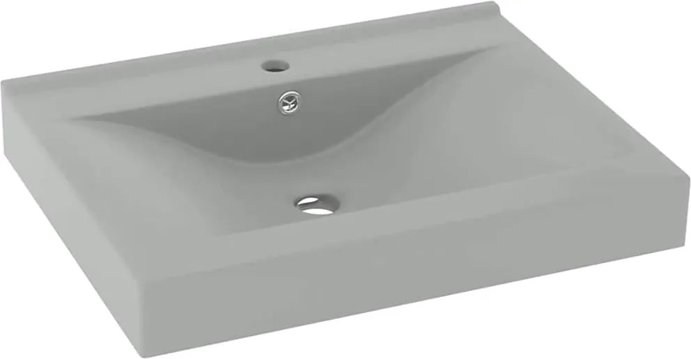 vidaXL Chiuvetă baie lux orificiu robinet gri mat 60x46 cm ceramică