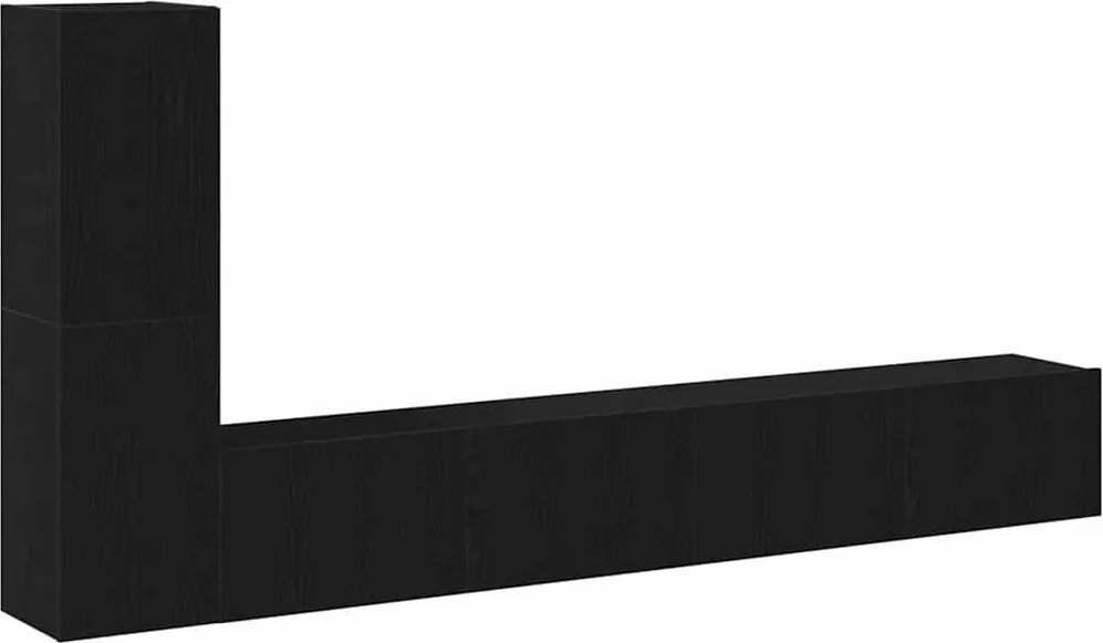 vidaXL Set comodă TV Pe perete Stejar Negru Lemn compozit