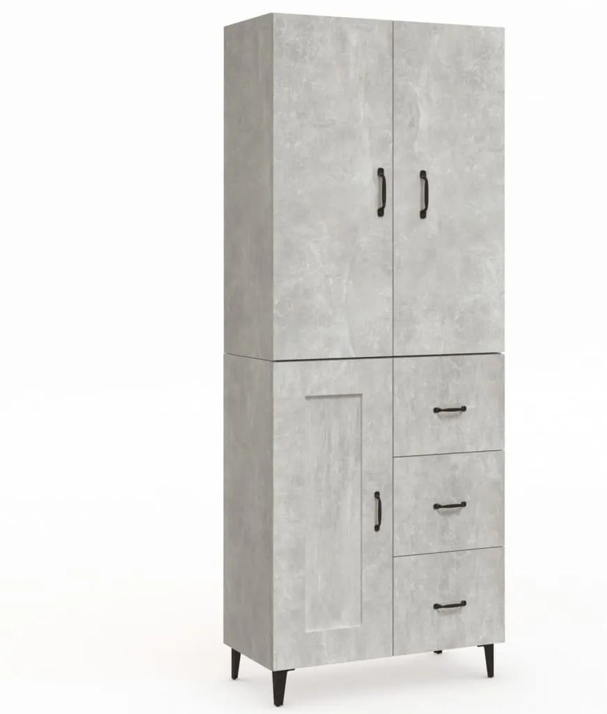3114791 vidaXL Dulap înalt, gri beton, 69,5x34x180, lemn compozit