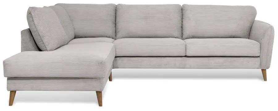 Colțar gri deschis cu tapițerie din catifea reiată (cu colț pe partea stângă ) Paris – Scandic