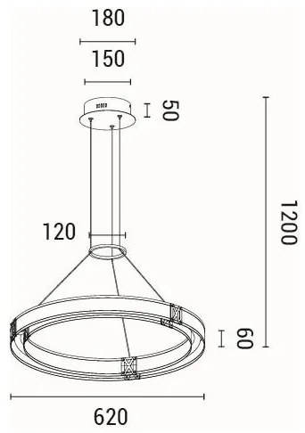 Lustră LED pe cablu LED/33W/230V 3000K 62x120 cm