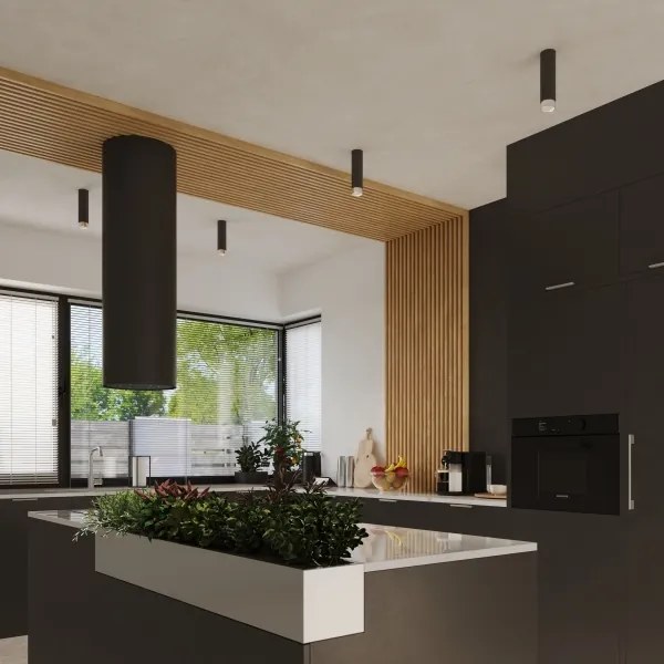 Spot Sollux SL.1408 NERO 1xGU10/10W/230V 12,5 cm negru/crom lucios