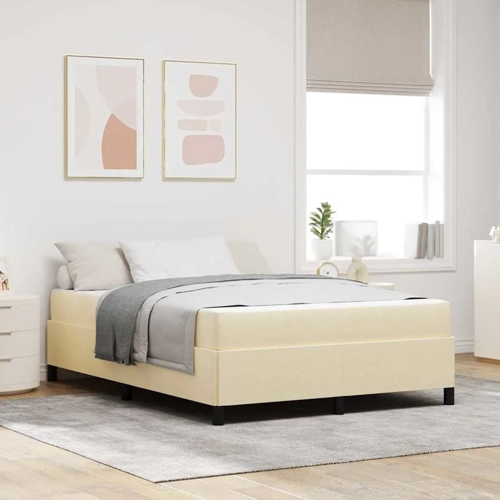 vidaXL Pat cu arcuri Crema, Negru 140 x 190 cm