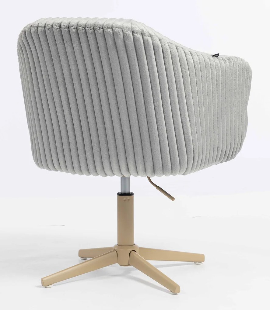 HR832CROSS Scaun Gri Teddy Cord cu Bază Aurie