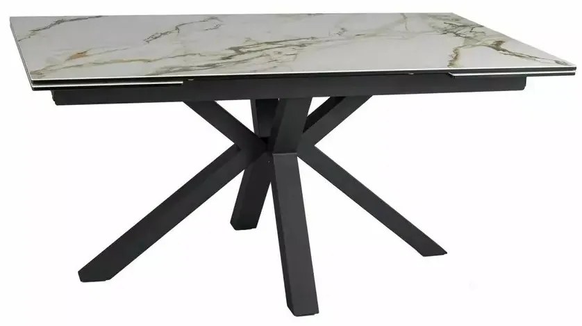 Masa extensibila Columbus Ceramic alb AMBER BIANCO/negru L160-240 cm