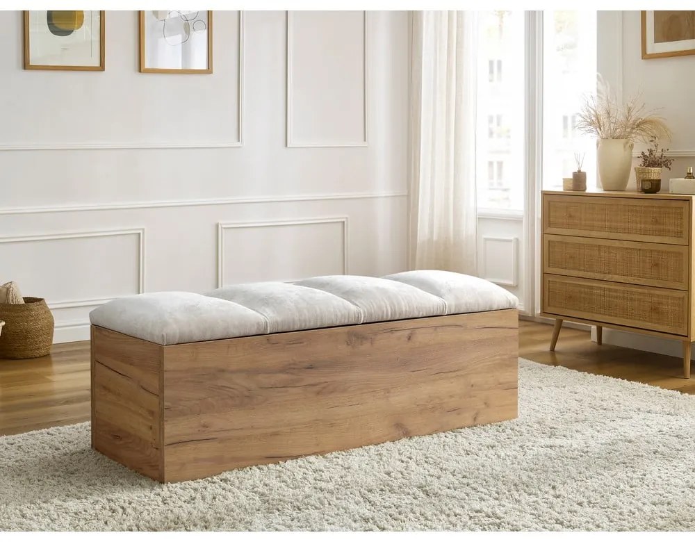 Bancă gri deschis/în culoare naturală Kumo – Bobochic Paris