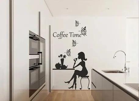 Autocolant de perete pentru bucătărie Timp pentru ceașca de cafea 100 x 200 cm