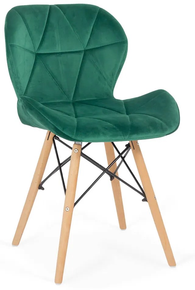 Scaun de bucatarie din catifea si cadru din lemn BUC 241V verde