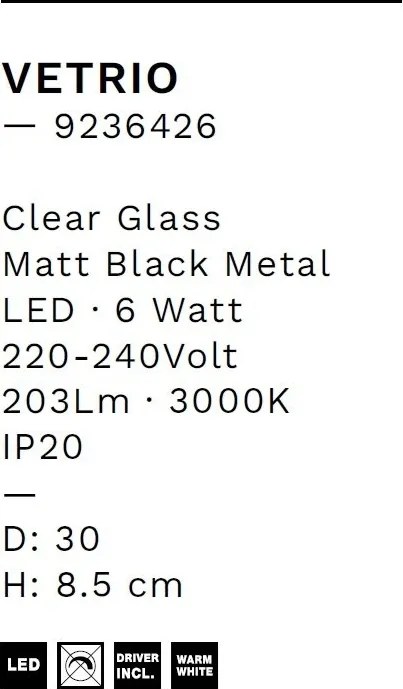 Aplica de perete LED decorativa VETRIO