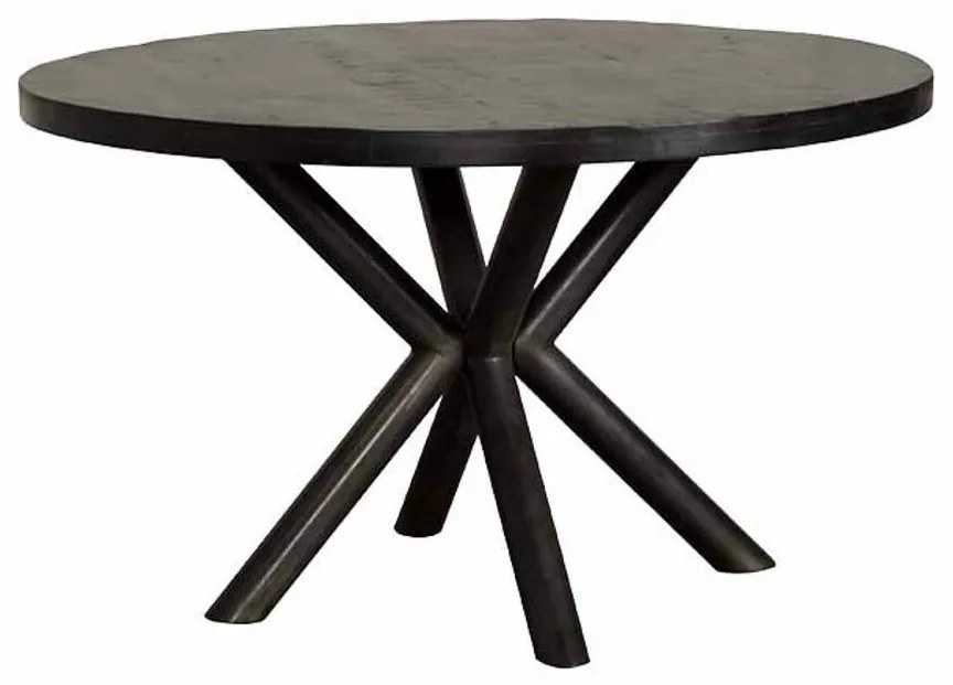 Masa de dining rotunda Selva din lemn de mango neagra 130 cm