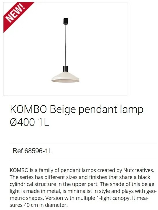 Lustra / Pendul modern design minimalist KOMBO bej 40cm