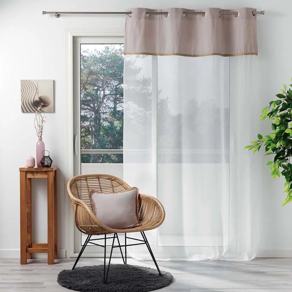 Perdea simplă culoarea albă cu un top gri 140 x 240 cm 140x240
