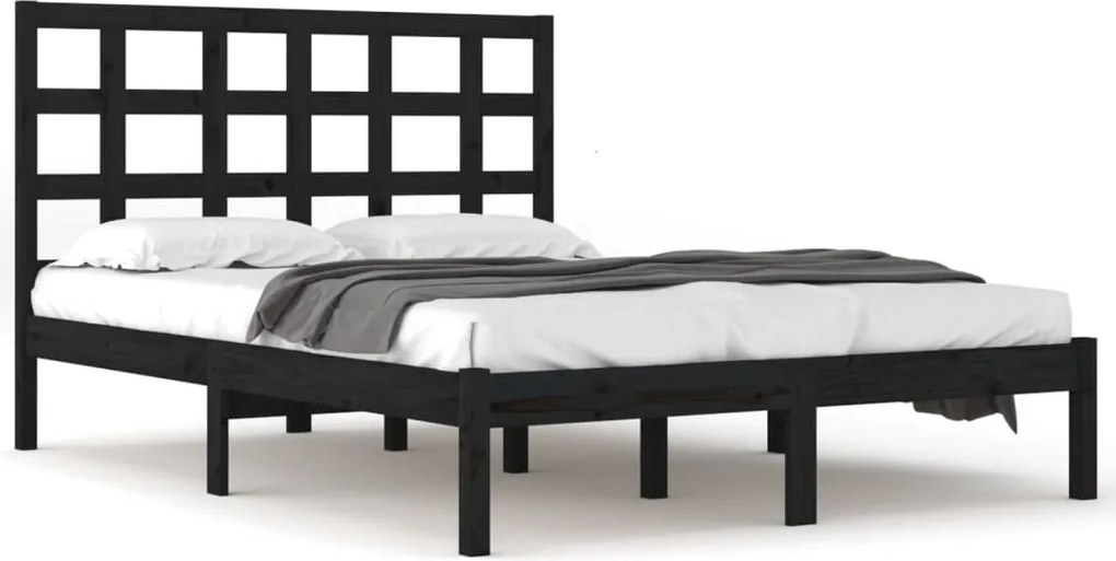 vidaXL Cadru de pat, negru, 200x200 cm, lemn masiv