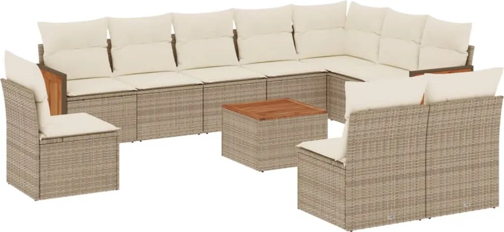 vidaXL Set canapele de grădină cu perne, 11 piese, bej, poliratan